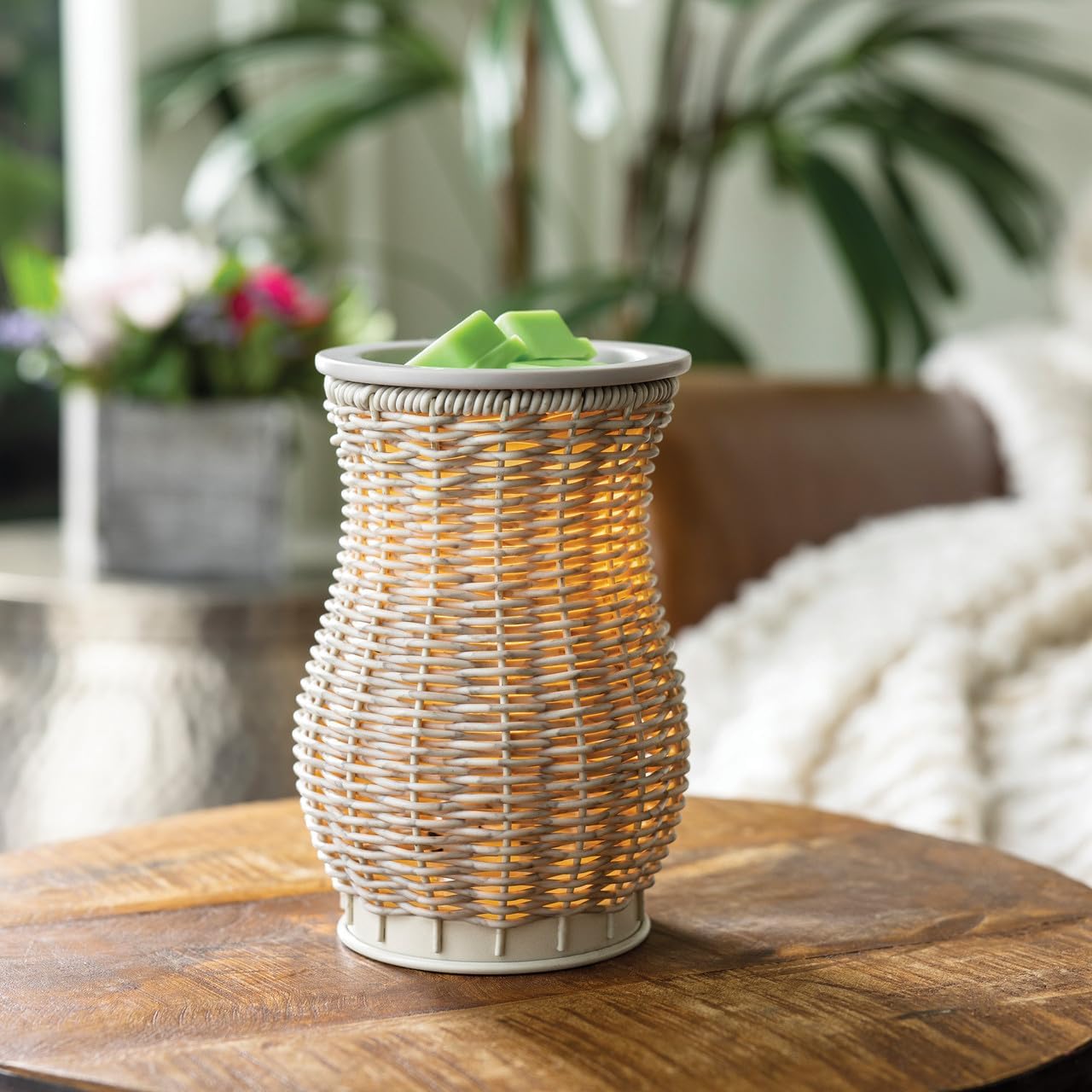 Candle Warmers ETC. Illumination Fragrance Warmer- Light-Up Warmer for Warming Scented Candle Wax Melts and Tarts or to Freshen Room, White Harmony