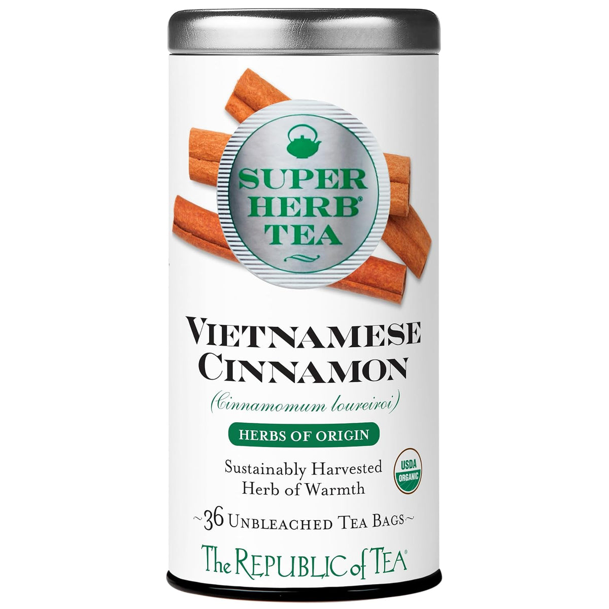 The Republic of Tea SuperHerb Organic Vietnamese Cinnamon Herbal Tea, 36 Ct