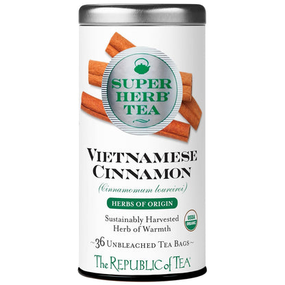 The Republic of Tea SuperHerb Organic Vietnamese Cinnamon Herbal Tea, 36 Ct