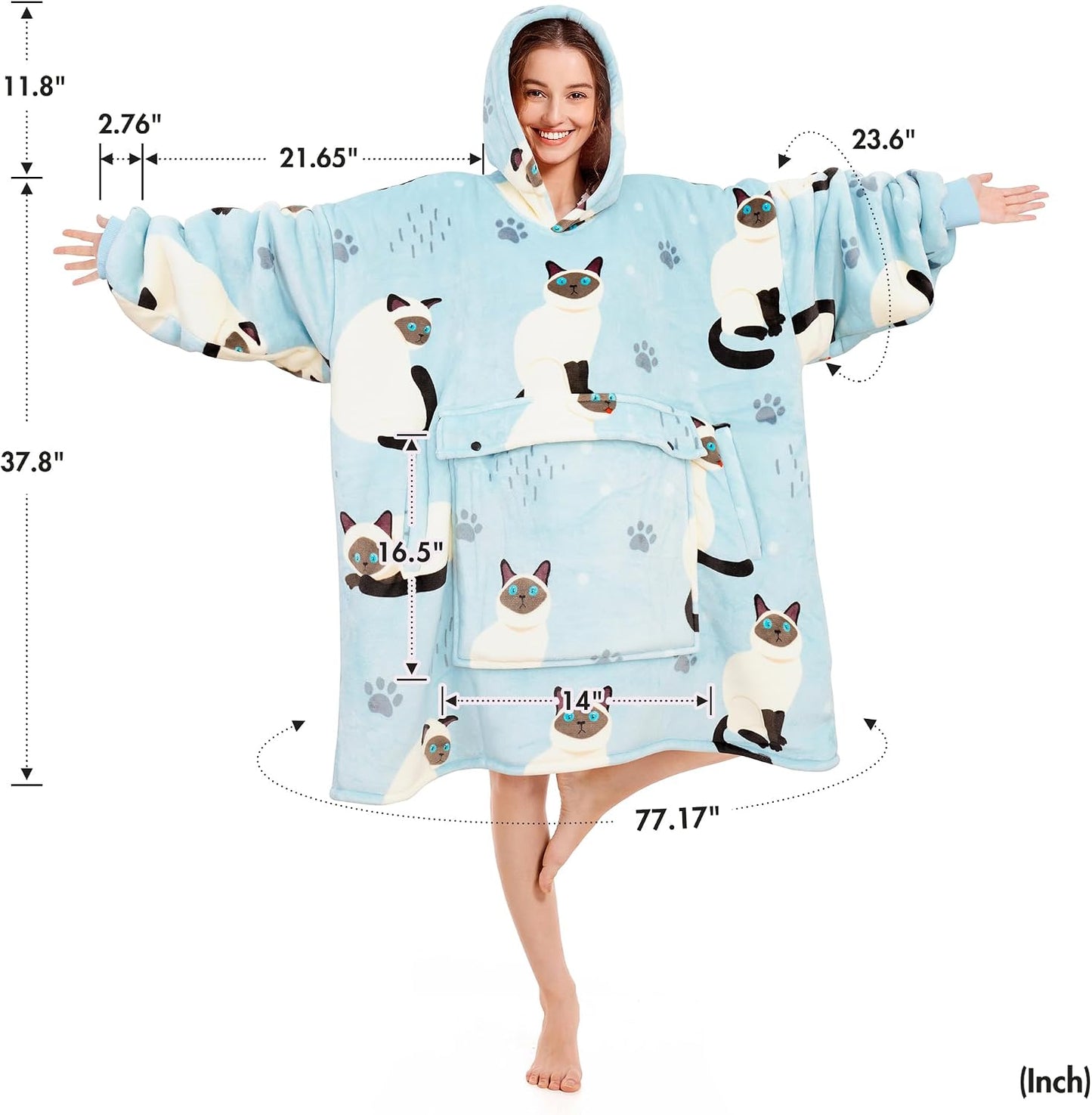 Narecte Cozy Oversized Blanket Hoodie Wearable Blanket Adults Soft Hooded Blanket Hoodie Birthday Gifts for Women Christmas - Colors B