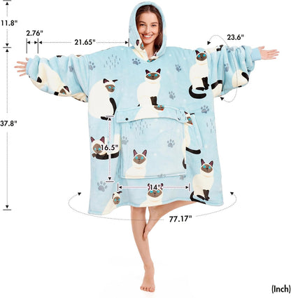 Narecte Cozy Oversized Blanket Hoodie Wearable Blanket Adults Soft Hooded Blanket Hoodie Birthday Gifts for Women Christmas - Colors B