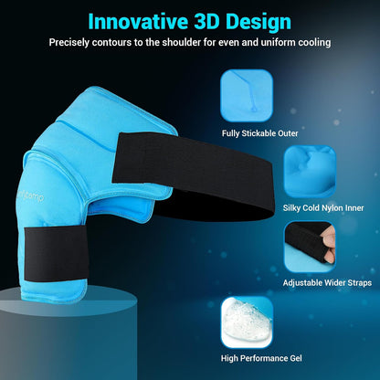 Comfytemp Shoulder Ice Pack Wrap Shoulder Brace Compression Sleeve for Shoulders Pain Relief, 2 Gel Ice Packs for Injuries Reusable, Cold Therapy for Rotator Cuff Recovery, Fathers Day Dad Gifts Men