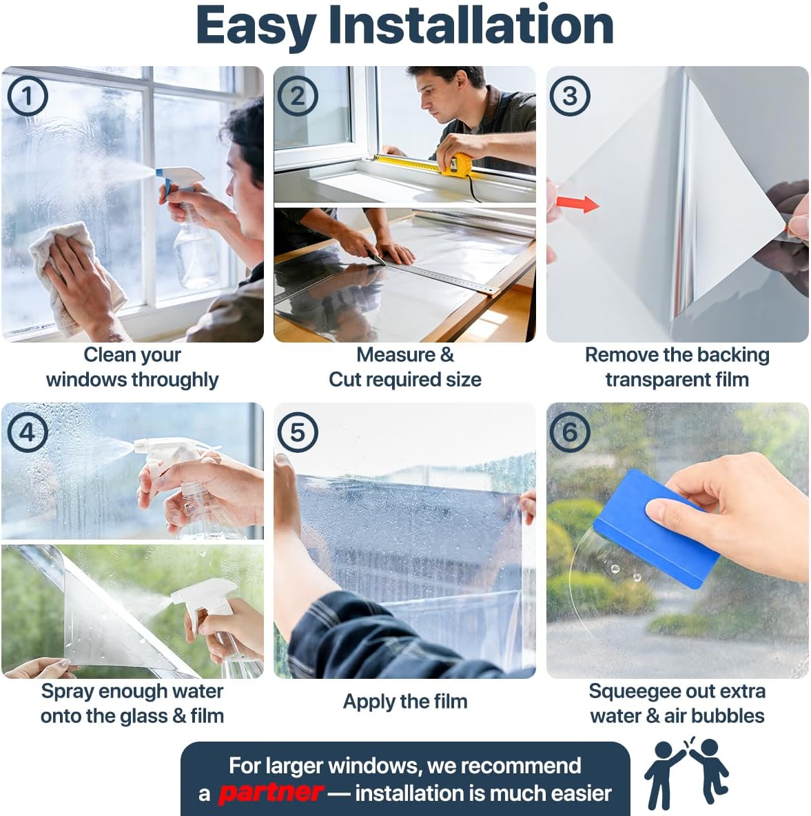 Bloss Blackout Window Film Privacy, 100% Sun Blocking Privacy Film for Glass, Removable Room Darkening Black Out Window Tint, Static Cling Frosted Glass Film (Black/Matte, 17.7" x 78.7")