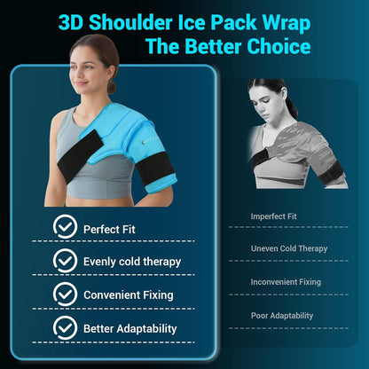 Comfytemp Shoulder Ice Pack Wrap Shoulder Brace Compression Sleeve for Shoulders Pain Relief, 2 Gel Ice Packs for Injuries Reusable, Cold Therapy for Rotator Cuff Recovery, Fathers Day Dad Gifts Men