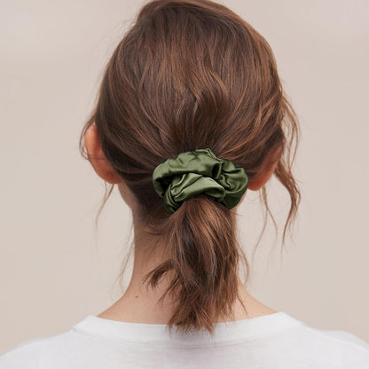 LILYSILK Silk Hair Scrunchies / Ties for Frizz & Breakage Prevention, 100% Mulberry, No Damage, Elastic ponytail Holders, 1Pc, Coffee - Colors B