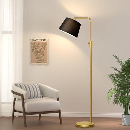 【Upgraded】 Dimmable Floor Lamp, 1000 Lumens LED Edison Bulb Included, Arc Floor Lamps for Living Room Modern Standing Lamp with Linen Shade, Tall Lamp for Bedroom Office Dining Room- Black