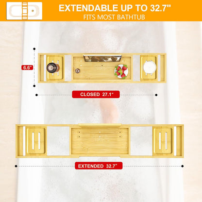 Banlilu Bathtub Tray - Bath Tray Expandable - Bath Tub Tray Table for Bathtub, Ajustable Size, Fits Most Tubs