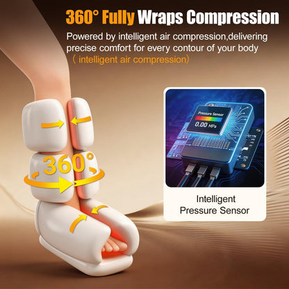 Leg Compression Massager for Circulation, Calf and Foot Massager with Heat, Compression Boots for Sore Muscle Relaxation, 6 Modes 12 Intensities 3 Timers, Gifts for Fathers Men and Women