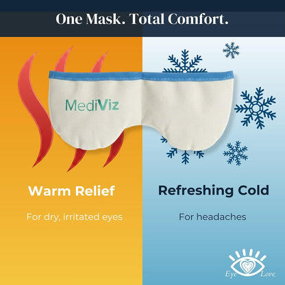MediViz Heated Eye Mask, Hot or Cold Therapy | Moist Heat Compress for Irritation and Occasional Dry Eye, Removable Washable Cover