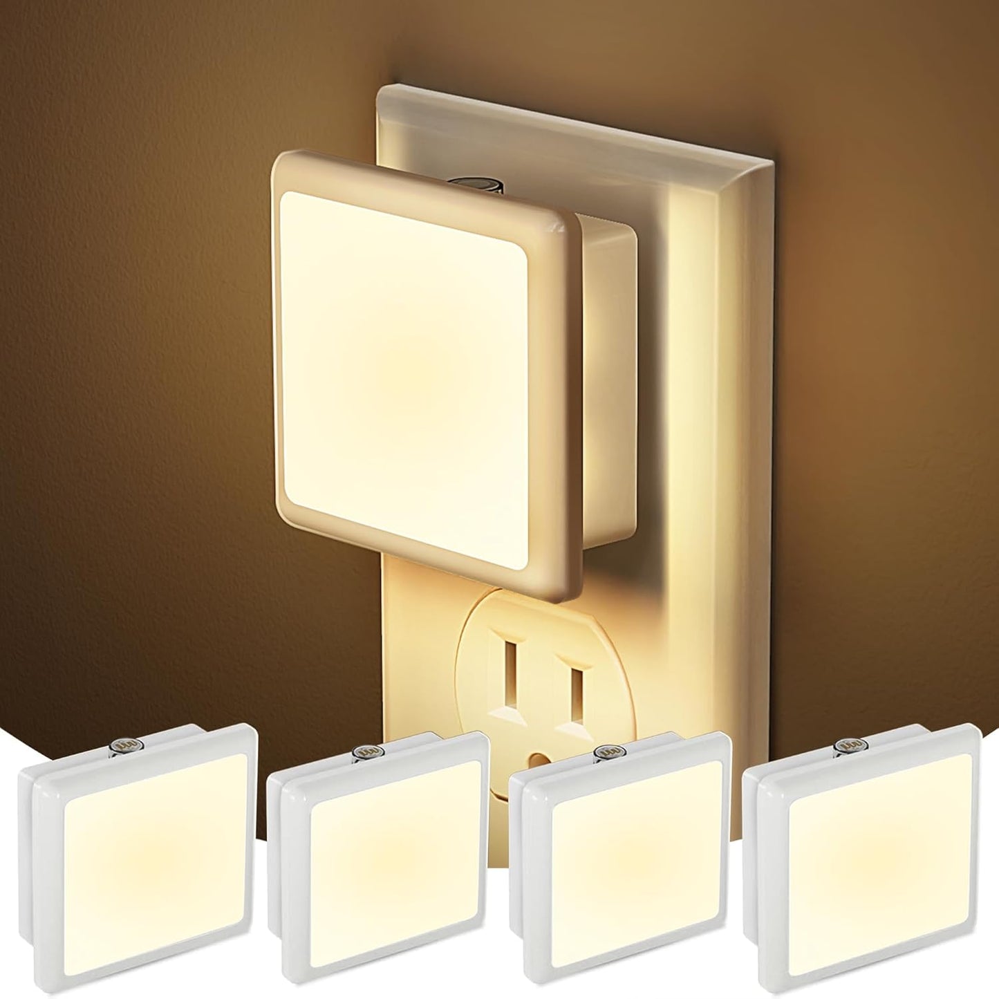 JandCase Amber Night Light[2 Pack], Night Lights Plug into Wall, LED Plug in Nightlight with Dusk-to-Dawn Sensor, 0.3W Dim Night Light for Sleep, Bedroom, Bathroom, Hallway, Non-dimmable
