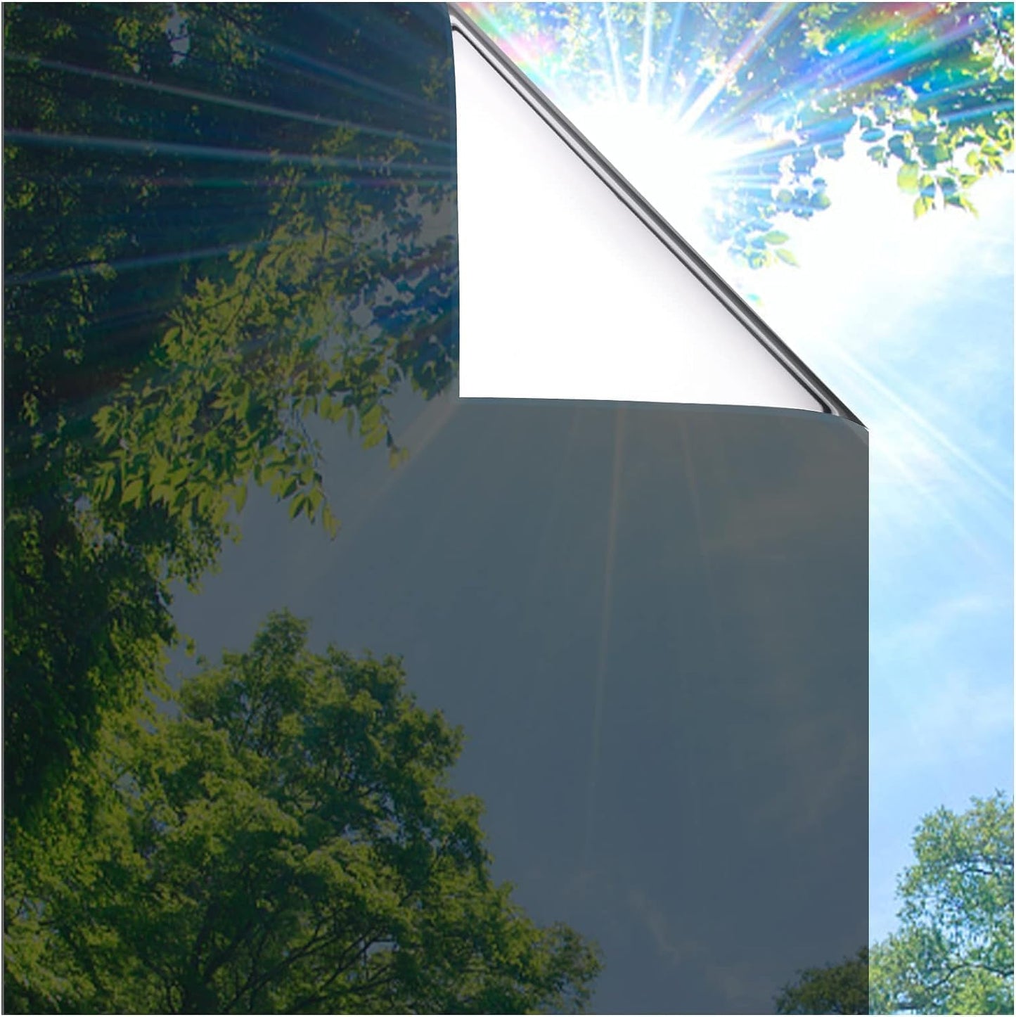 Coavas One Way Privacy Window Film, Heat Control Window Tint for Home, Sun Blocking Reflective Window Film See Out Not in, Anti UV Static Cling for Windows Office Door (Black, 17.5 Inch X 6.5 Feet)