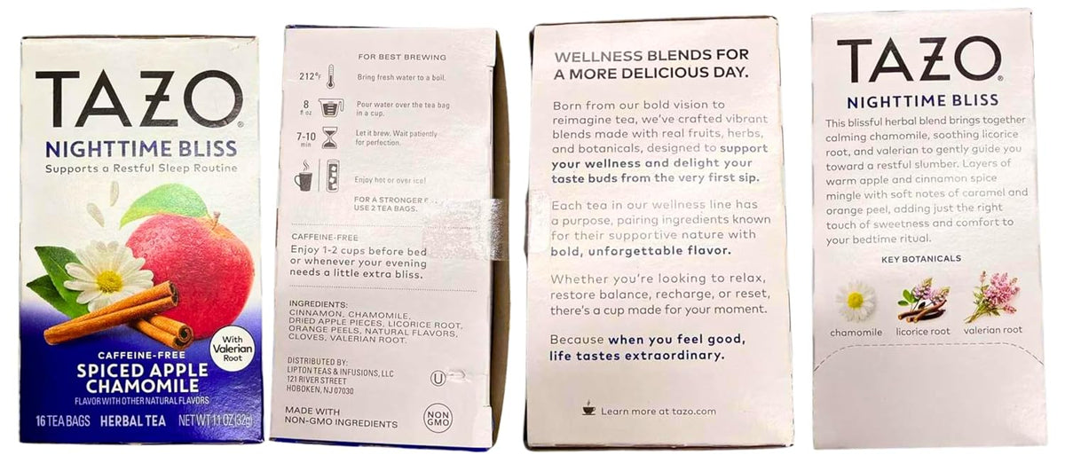 TAZO Herbal Tea Variety Pack, Nighttime, Digest, Relax & Vitality Blends, Caffeine Free, 16 Count Each (Pack of 4), 64 Total Tea Bags