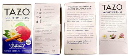 TAZO Herbal Tea Variety Pack, Nighttime, Digest, Relax & Vitality Blends, Caffeine Free, 16 Count Each (Pack of 4), 64 Total Tea Bags