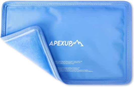 APEXUP Gel Ice Packs for Injuries Reusable, Flexible Double Sided Cold Packs for Injuries, Ice Pack for Knee, Shoulder, Back, Hip, Leg, Arm (Blue, 11.5"x7.5", 1PK)