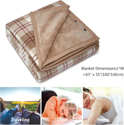 forestfish Fleece Wearable Blanket, Plaid Lap Blanket Comfy Poncho Throw with Buttons for Bed Sofa Office, Grey-White