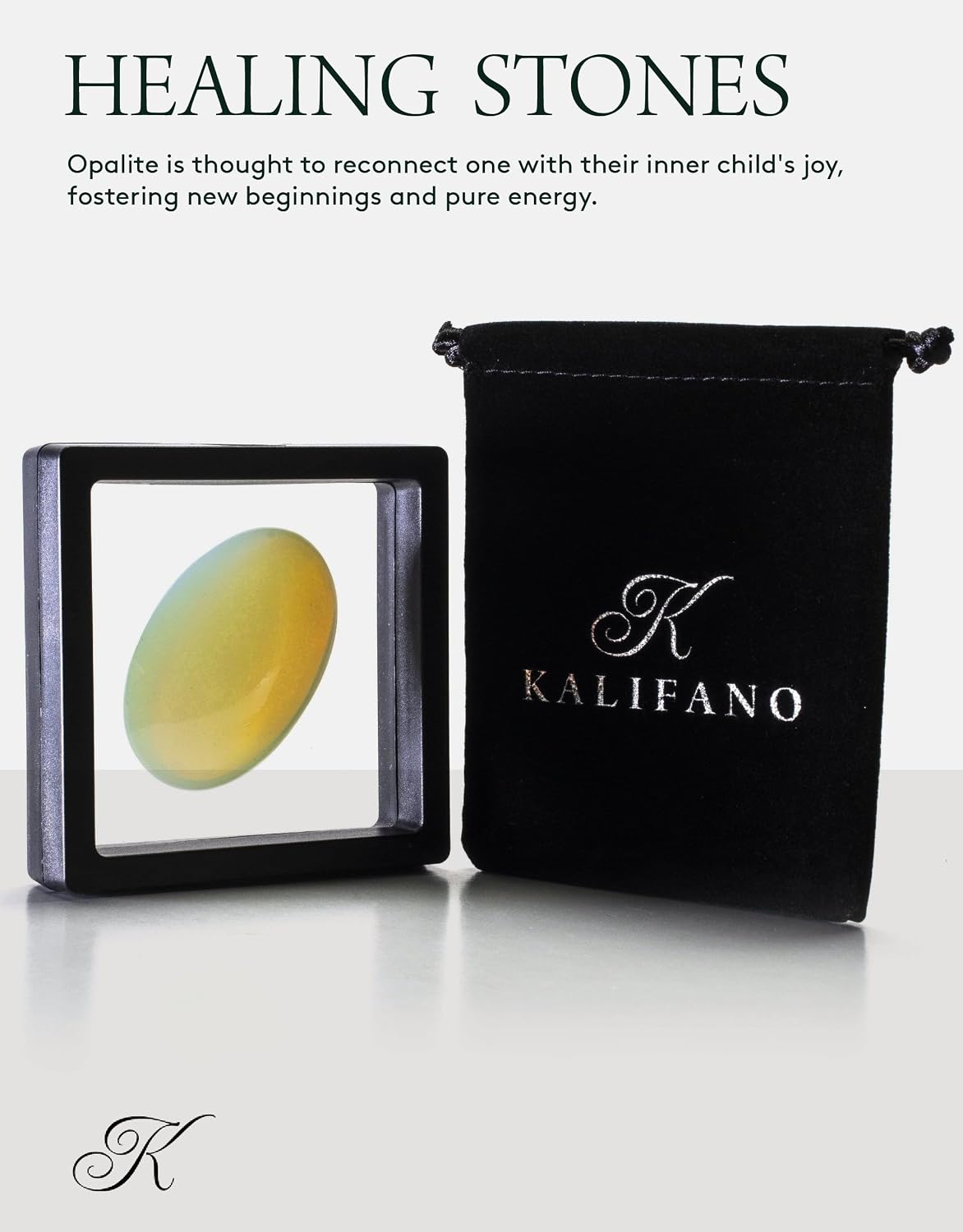 KALIFANO Palm Stone with Healing & Calming Effects - AAA+ Grade High Energy Worry Stone with Information Card - Reiki Crystal Used for Courage (Family Owned and Operated)