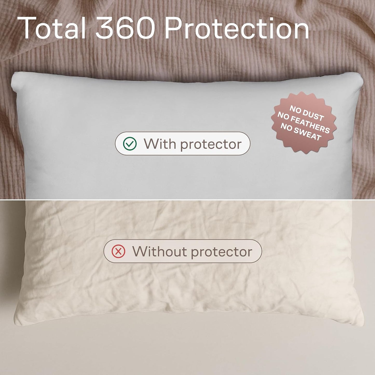 Ultra Soft Pillow Protectors with Zipper Standard Size - Set of 8 Breathable Pillow Covers - 100% Protection Against Stains, Dust & Dirt - Machine Washable (White)