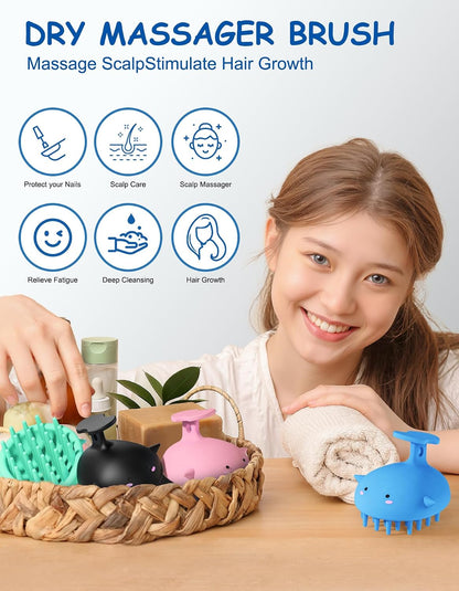 Scalp Massager Hair Growth, Silicone Scalp Scrubber Shower Shampoo Brush | One-Piece Silicone Scalp Exfoliator, Wet & Dry Hair Care, No Seams to Trap Water or Grime, Flakes and Buildup