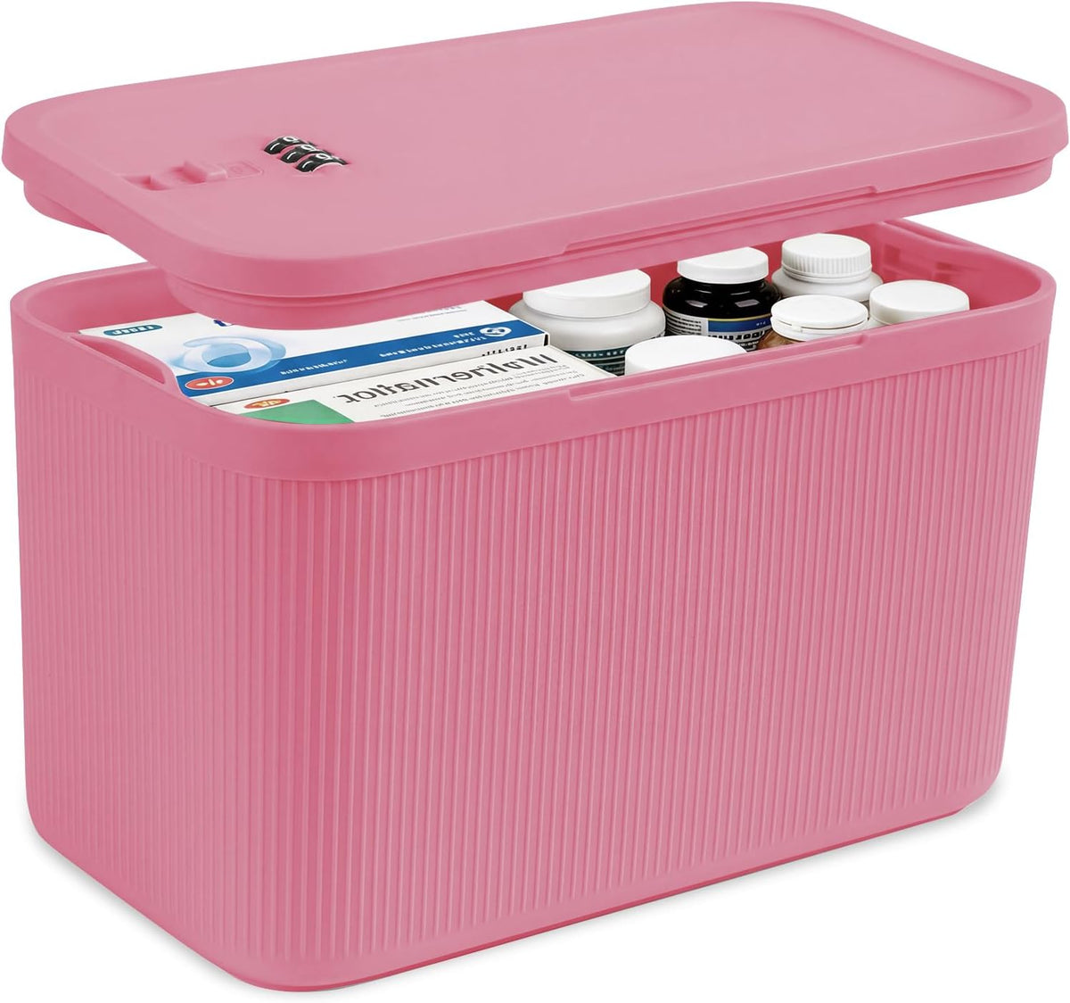 Lockable Storage Box, Small Lock Box with Combination Code for Phone/Medicine Safe/Food Home/Refrigerator/Office/Personal Items/Travel/Gift,9.25 x 5.04 x 3.62’’