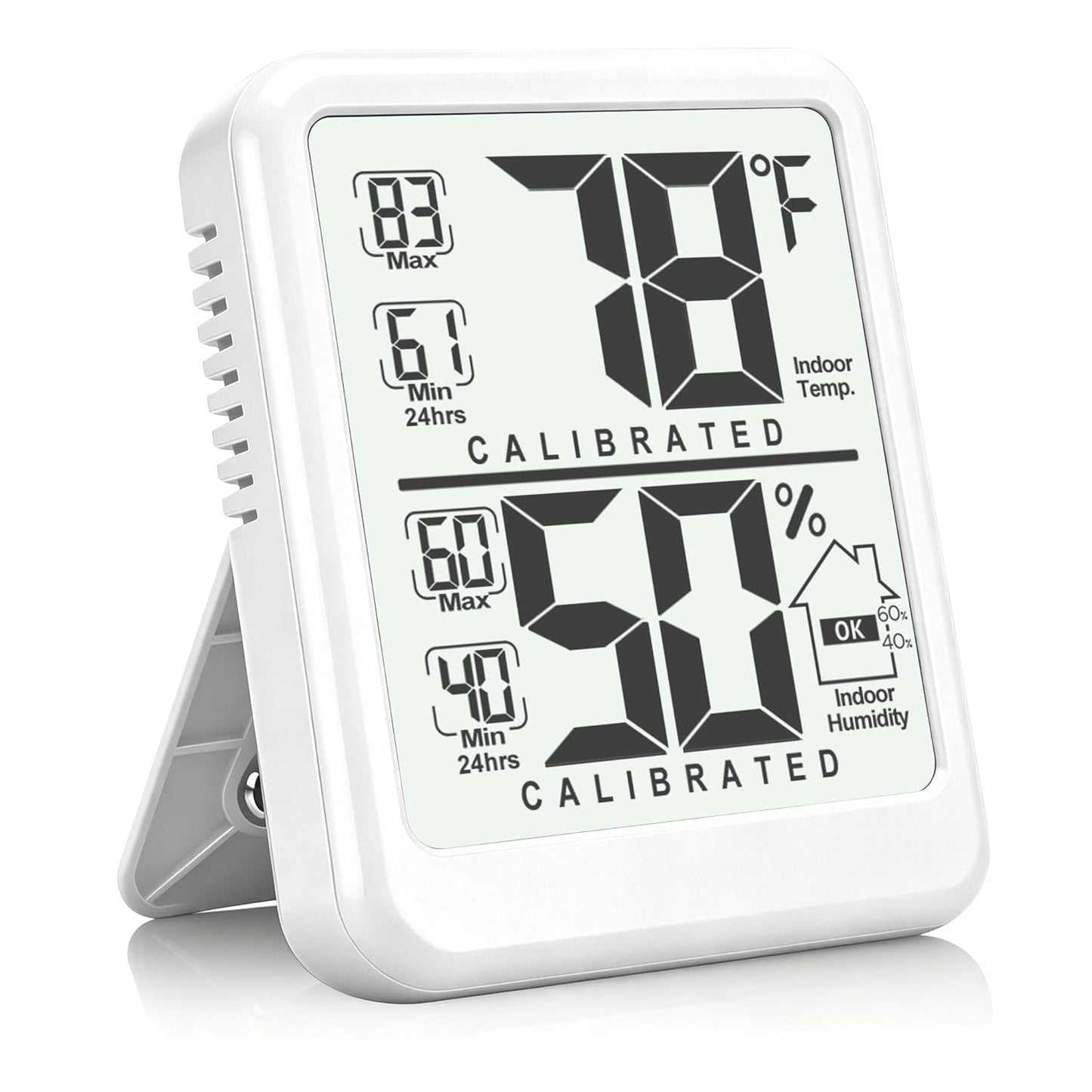 Antonki 2-Pack Room Thermometer, Digital Small Hygrometer Indoor Thermometer Humidity Gauge, Temperature Humidity Meter with Max/Min Record Monitor Sensor for Home, Plants - Battery Included