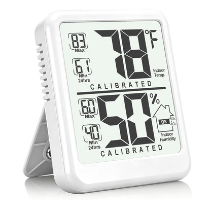 Antonki 2-Pack Room Thermometer, Digital Small Hygrometer Indoor Thermometer Humidity Gauge, Temperature Humidity Meter with Max/Min Record Monitor Sensor for Home, Plants - Battery Included