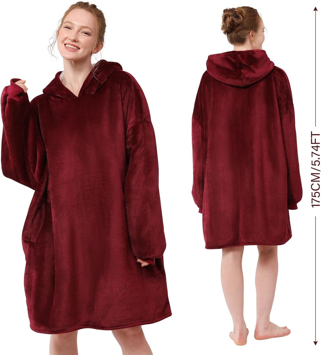 LetsFunny Blanket Hoodie,Oversized Wearable Sherpa Fleece Blanket Sweatshirt,Super Soft Warm Cozy with Giant Pocket,Gifts for Women Men Adults Teenagers, One Size Fits All