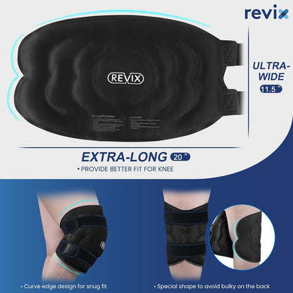 REVIX 20‘’ XXXL Knee Ice Pack Wrap Around Entire Knee, Extra Large Ice Pack for Knee Meniscus Tear and Arthritis, Cold Compress Therapy, Reusable Ice Wraps for Back, Shoulder, Post-Workout Recovery