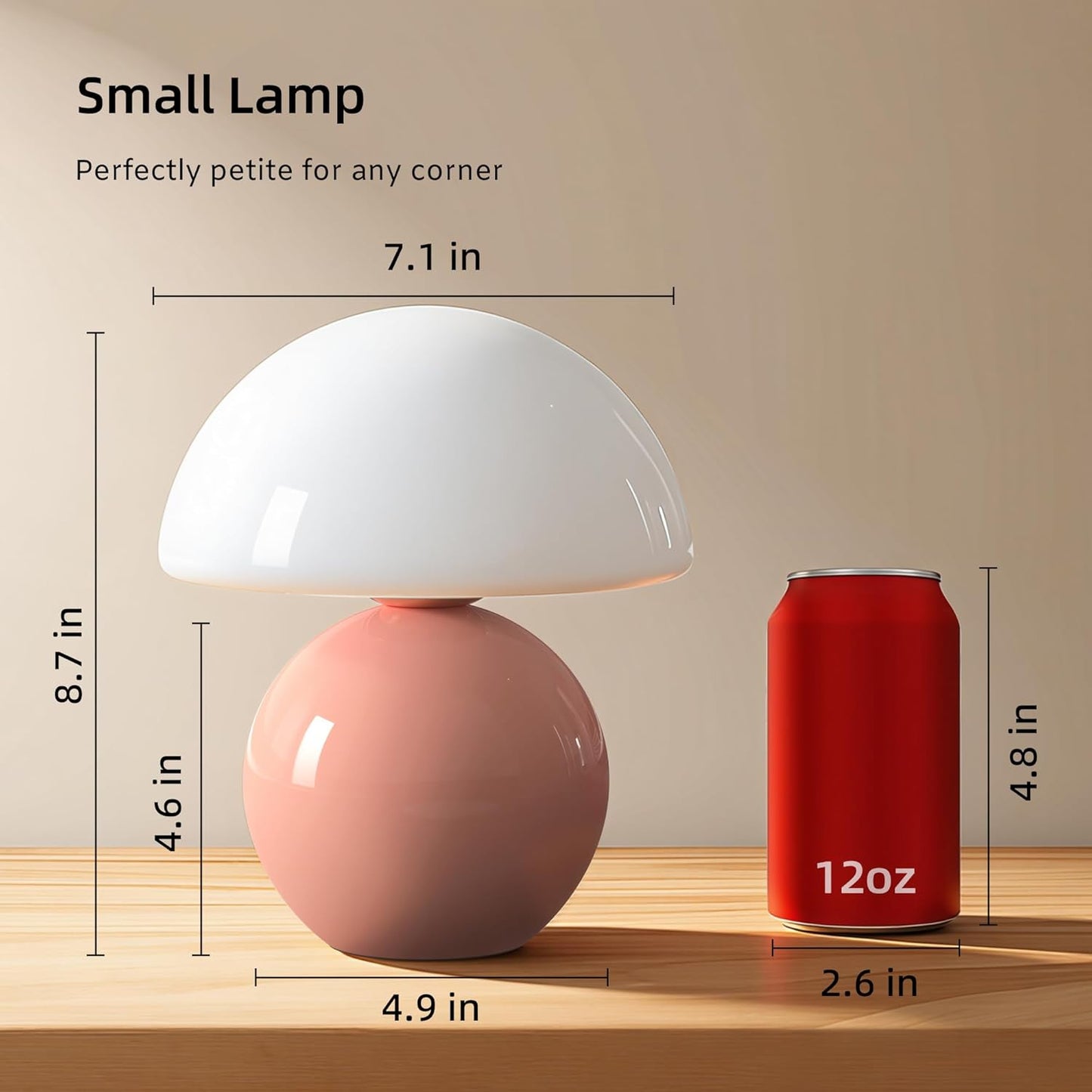 Dawnwake Mushroom Lamp Table Lamp for Bedroom,Desk Bedside Small Lamps for Living Room Night Stands,Mushroom Decor Cute Mini Modern Mid Century Lamps,Unique Aesthetic Home Living Room Decor(White)