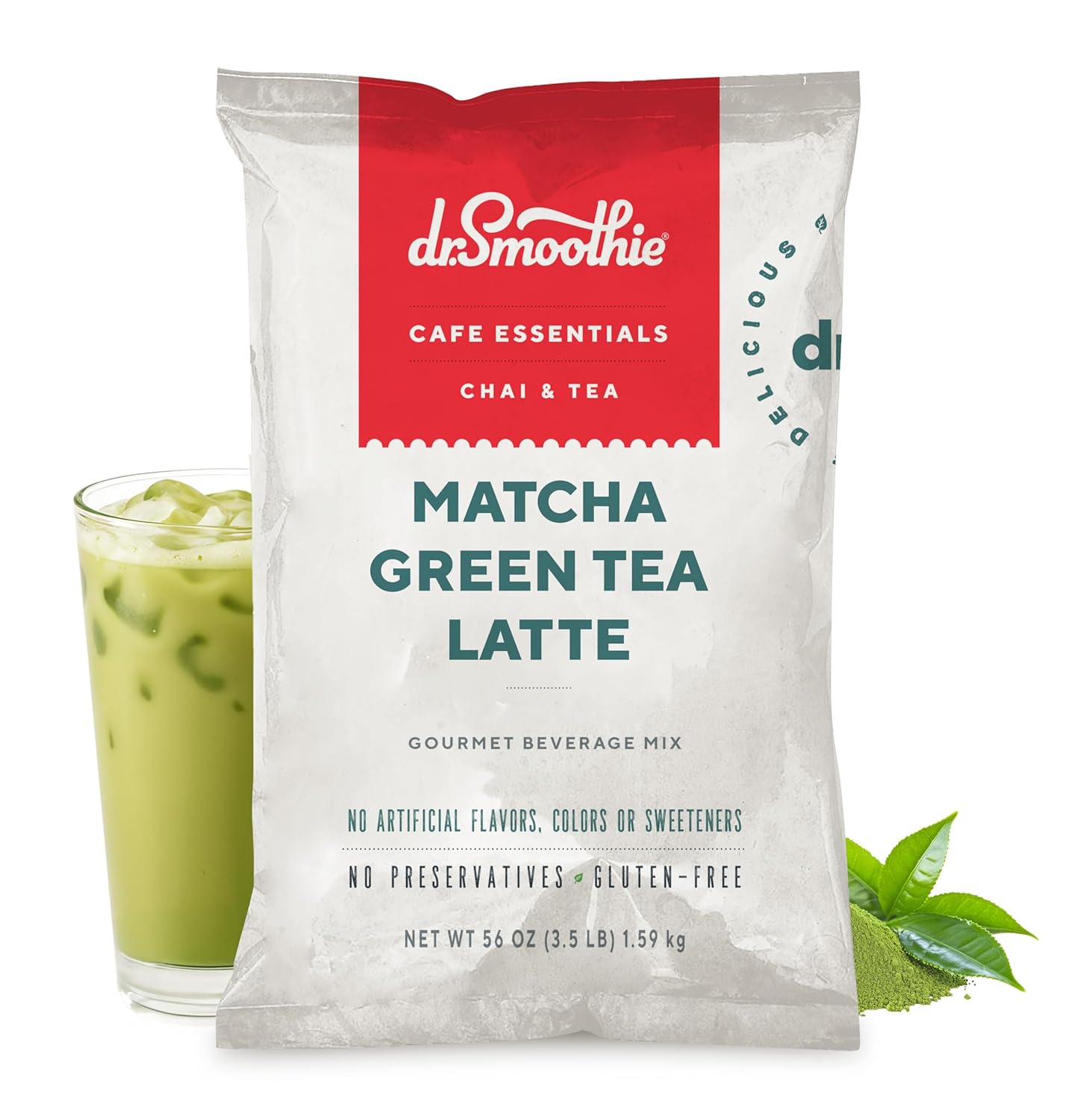 Café Essentials Matcha Green Tea Latte Frappe Mix – No Artificial Colors, Flavors, or Sweeteners – Shelf Stable – 51mg of Caffeine – Great for Hot, Iced, & Frozen Frappes (3.5 lb Bag, 30 Servings)