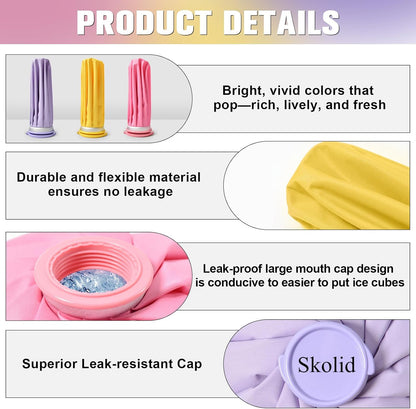 Ice Packs for Injuries Reusable, 6" 9" 11" Leakproof Ice Bags, Thickened Cold Pack Hot Therapy for Pain Relief, Swelling, Knee, Shoulder, Post-Surgery (3, Gray, 6"/9"/11")
