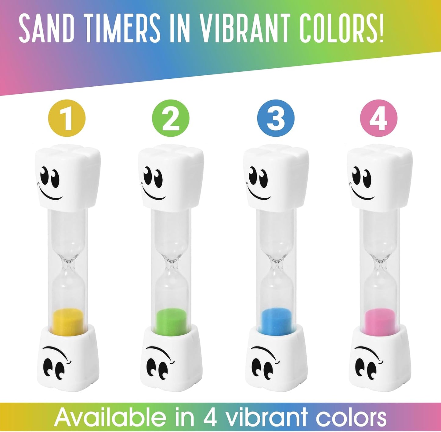 2 Minute Toothbrush Sand Timer for Kids - Set of 2 Small Blue and Pink Smiley Hourglass