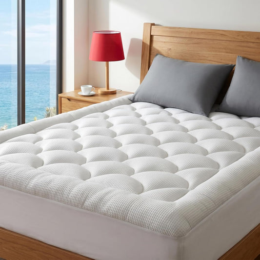 King Mattress Topper Cooling Mattress Pad Thick for Back Pain Relief, Cool Mattress Cover Pillow Topper Breathable Washable with Stretchable Deep Pocket (78x80 inch, Dove Grey)