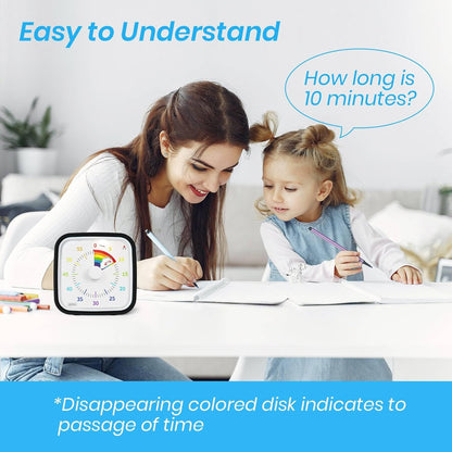 Yunbaoit Visual Timer with Protective Case, Rainbow Disk 60 Minute Countdown Timer for Kids and Adults, Silent Time Management Tool(Blue Rainbow)