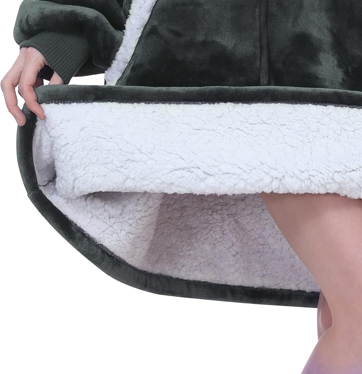 Kipswiza Wearable Blanket Hoodie Gifts for Women and Men, Oversized Cozy Warm Flannel Sherpa Hooded Blankets Sweatshirt with Giant Pockets for Adult and Teens, Dark Gray