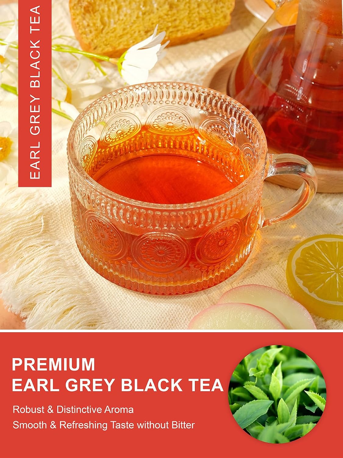 TeeLux Earl Grey Black Tea Bags, Bergamot Citrus Aroma, Smooth Taste, 100ct