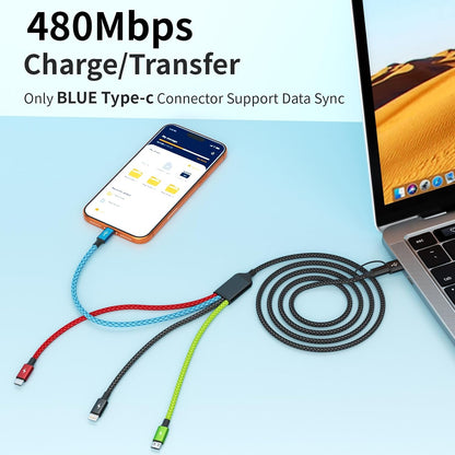 4 in 1 Multi Charging Cable, 5FT Charging Cords for Multiple Devices