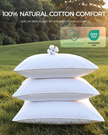 FAUNNA 100% Cotton Pillow Protectors, 600 Thread Count, Standard, 4 Pack