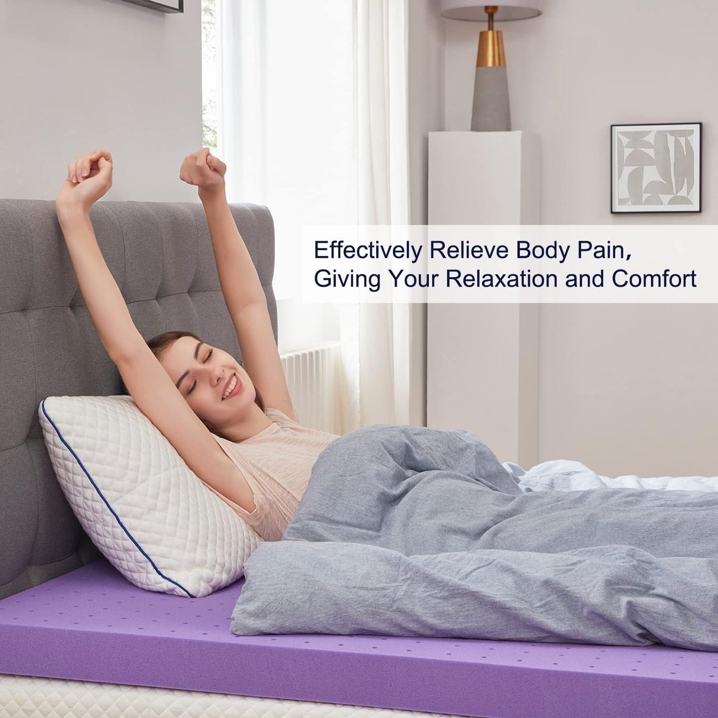 SINWEEK 2 Inch Gel Memory Foam Mattress Topper Ventilated Soft Pressure Relieve Mattress Pad, Breathable Bed Topper, CertiPUR-US Certified, Twin Size