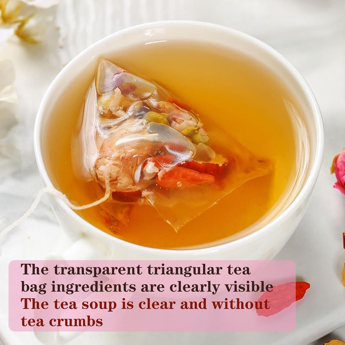 Longan Red Date Tea Rose Red Jujube Fruit Goji Berry Tea Bags Women's Five Treasures Tea Date Longan Goji Berry Roses Wolfberry Flower Chinese Herbal Fruit No addition Caffeine Free 桂圆红枣枸杞茶 玫瑰红枣茶 160g/5.65oz