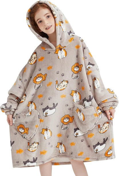 Fiosnow Glow in the Dark Unicorn Blanket Hoodies for Kids 6-13YR Oversize Wearable Blanket Hoodies for Boys Girls Teens