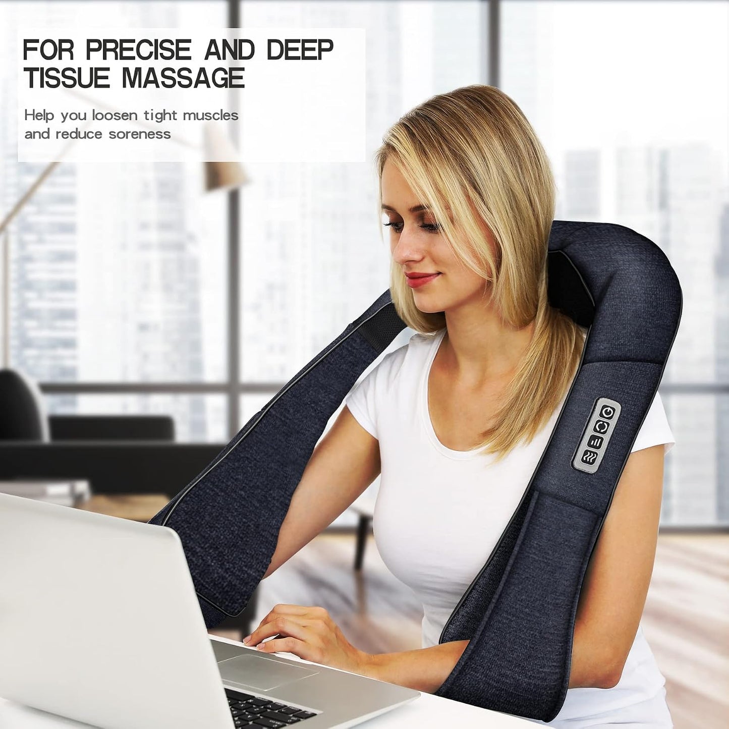 Mo Cuishle Women Men Gifts, Shiatsu Back Shoulder and Neck Massager with Heat, Electric Deep Tissue 4D Kneading Massage, Best Gifts for Mom Dad Wife Husband her Him, Christmas, Birthday (NOT Cordless)