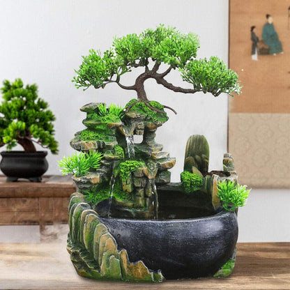 Rockery Stream Tabletop Fountain, Zen Meditation Indoor Waterfall Feature with Automatic Pump and Switch, Desktop Fountain for Home Office Bedroom Decoration (A)