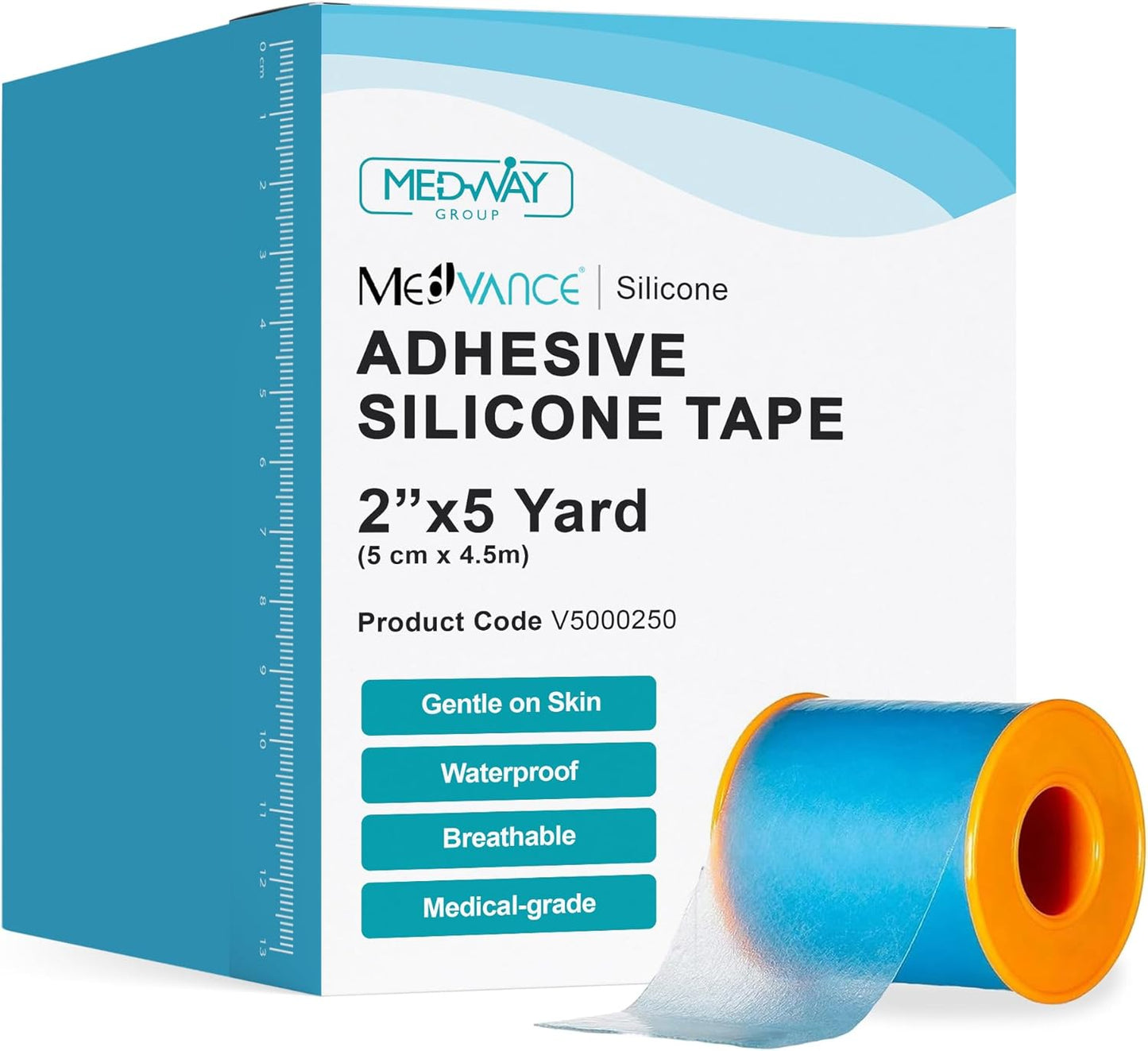 MedVance Silicone Tape Medical, Perforated Surgical Tape Sensitive Skin, Waterproof Tape for Skin, Medical Tape for Wound Care, Eyelash Tape, Gentle Skin Tape, 1" Width (1 Pack, 180 Inches)