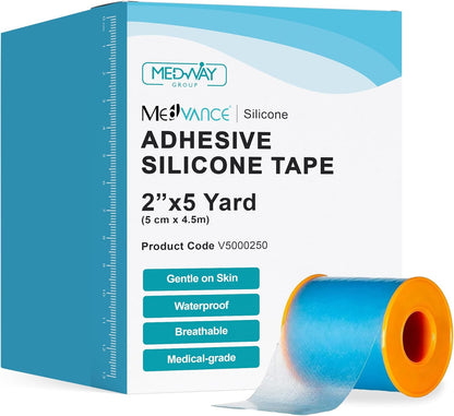 MedVance Silicone Tape Medical, Perforated Surgical Tape Sensitive Skin, Waterproof Tape for Skin, Medical Tape for Wound Care, Eyelash Tape, Gentle Skin Tape, 1" Width (1 Pack, 180 Inches)