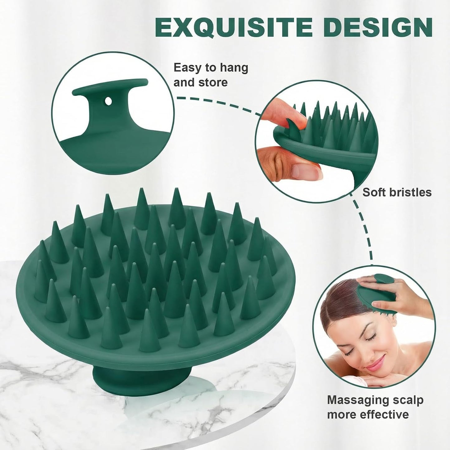 Meartchy Silicone Scalp Massager Shampoo Brush, Scalp Brush for Hair Growth & Dandruff Removal, Hair Scrubber Scalp Stimulator Exfoliator Brush with Soft Bristles for Wet Dry Scalp Care (Black)