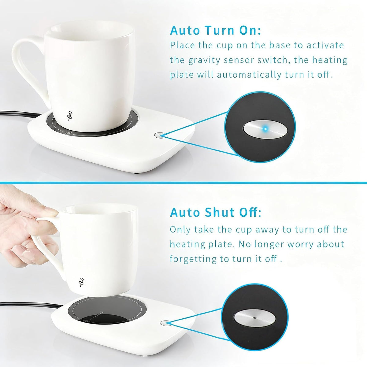 Misby Mug Warmer, Coffee Cup Warmer with Auto Shut Off, Gravity-Induction Coffee Warmer for Desk Use, Coffee Mug Warmer for Coffee Lovers Gift Keep Beverages Coffee Warmer (Black)