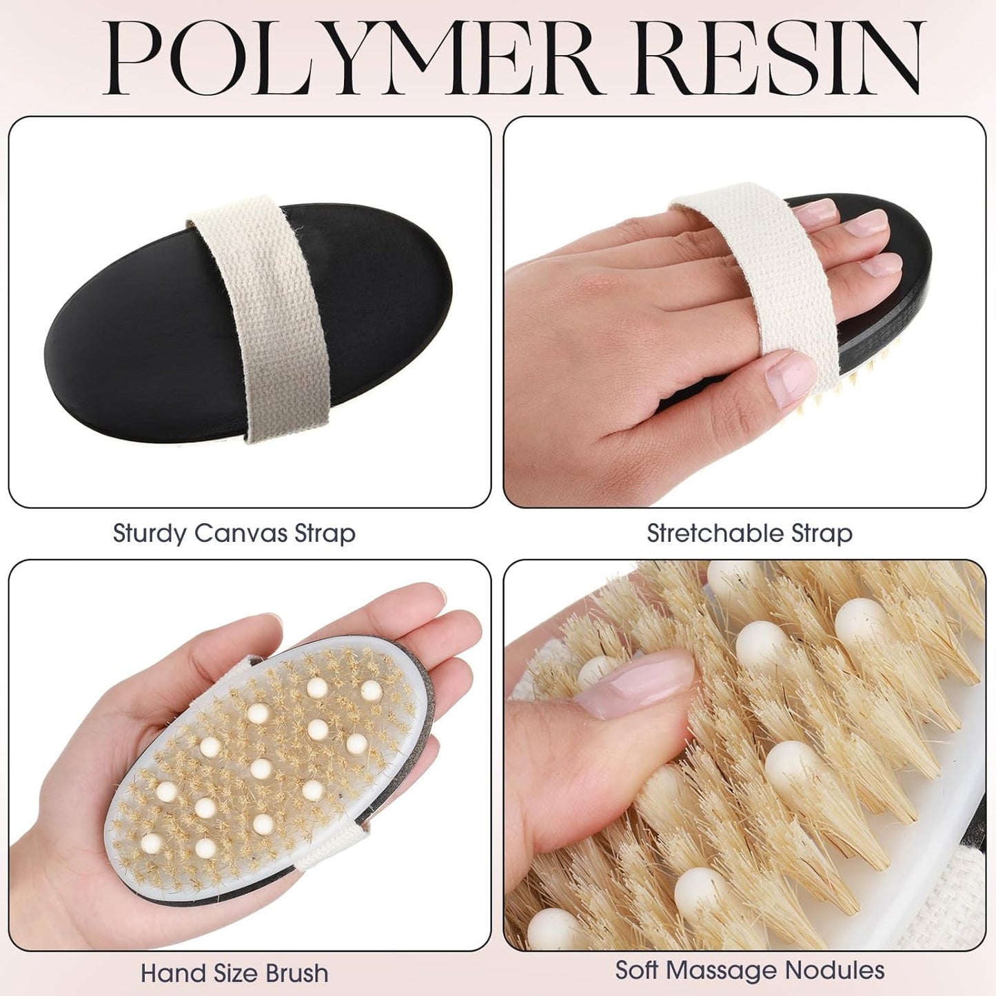 Gejoy 10 Pcs Dry Brushing Body Brush for Lymphatic Drainage Exfoliating Brush with Massage Nodule Dry Skin Body Scrubber Cellulite Shower Circulation Dead Exfoliator (4.92 x 2.56 Inches,Wood Color)