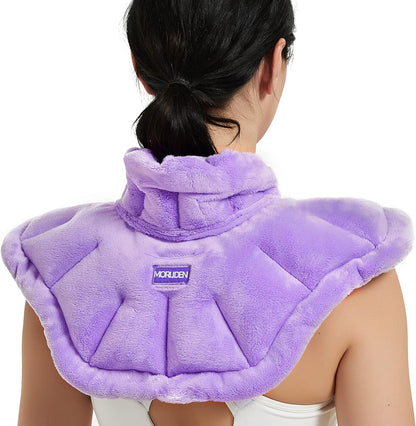 MORLIDEN Neck Heating Pad Microwavable for Shoulders, Warmer Wrap Microwave Heating Pad for Neck and Shoulders for Pain Relief (Navy Blue)