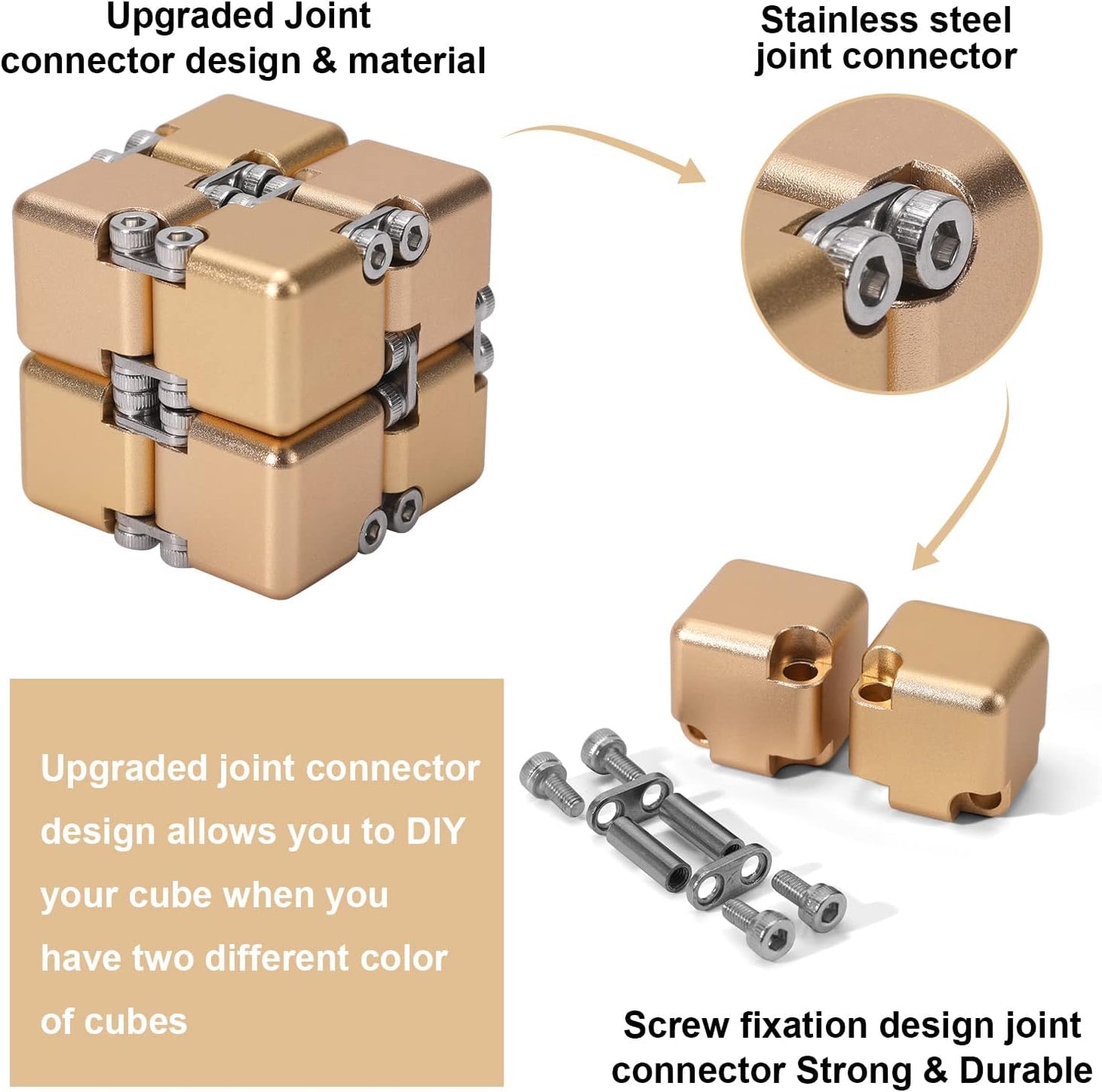 Lifidea Aluminum Alloy Metal Infinity Cube Fidget Cube (6 Colors) Handheld Fidget Toy Desk Toy with Cool Case Infinity Magic Cube Relieve Stress Anxiety ADHD OCD for Kids and Adults (Blue)