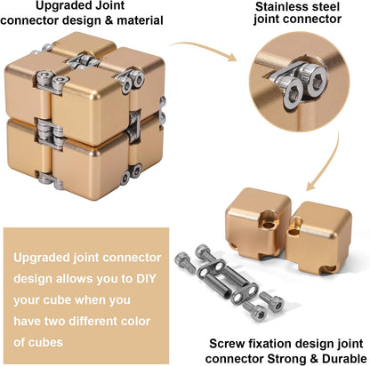 Lifidea Aluminum Alloy Metal Infinity Cube Fidget Cube (6 Colors) Handheld Fidget Toy Desk Toy with Cool Case Infinity Magic Cube Relieve Stress Anxiety ADHD OCD for Kids and Adults (Blue)